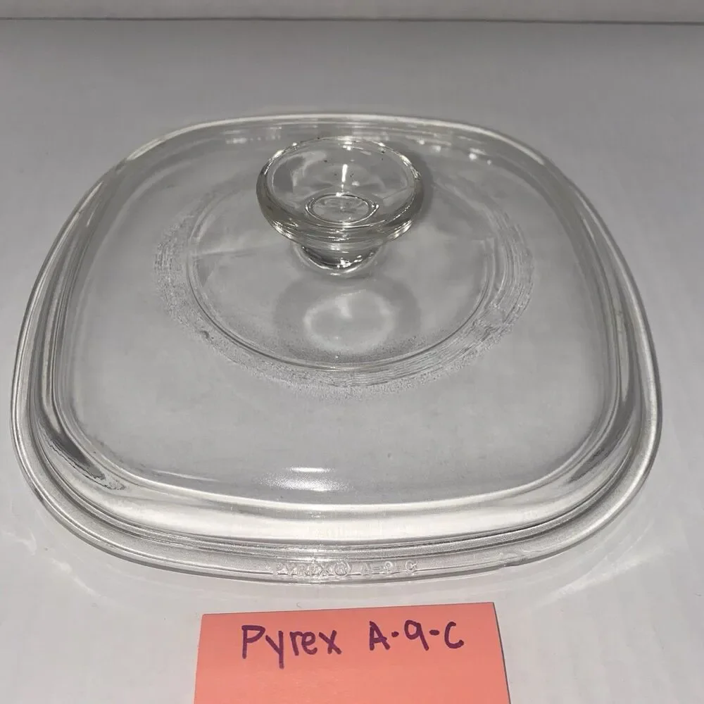 VTG Pyrex Corning Ware A-9-C Square Replacement Lid Only Clear Glass USA